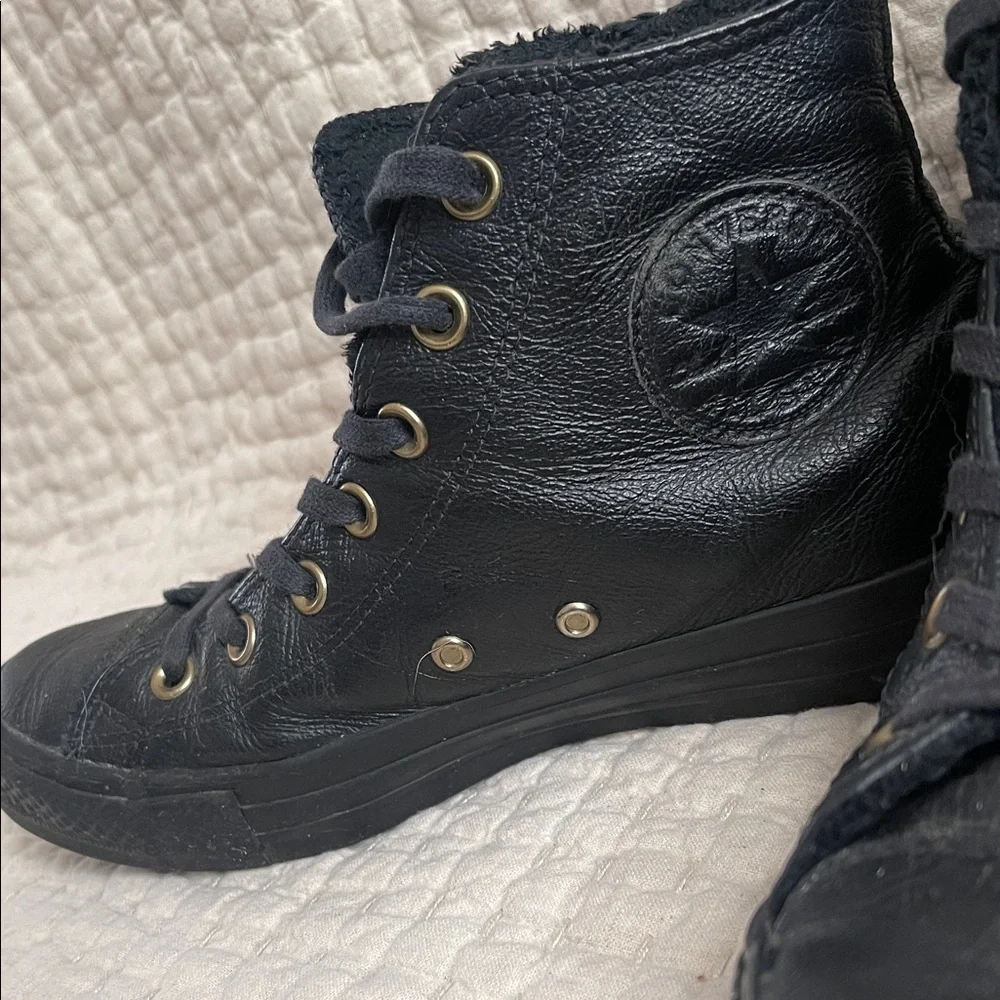 Black leather Converse High-top Women’s 8 - Picture 2 of 8